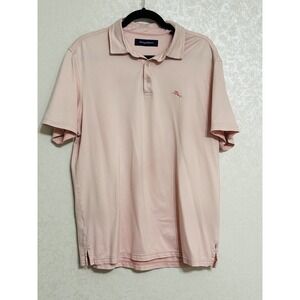 Tommy Bahama Marlin Logo Polo Short Sleeve Shirt Top Pink‎ Pima Cotton Blend L